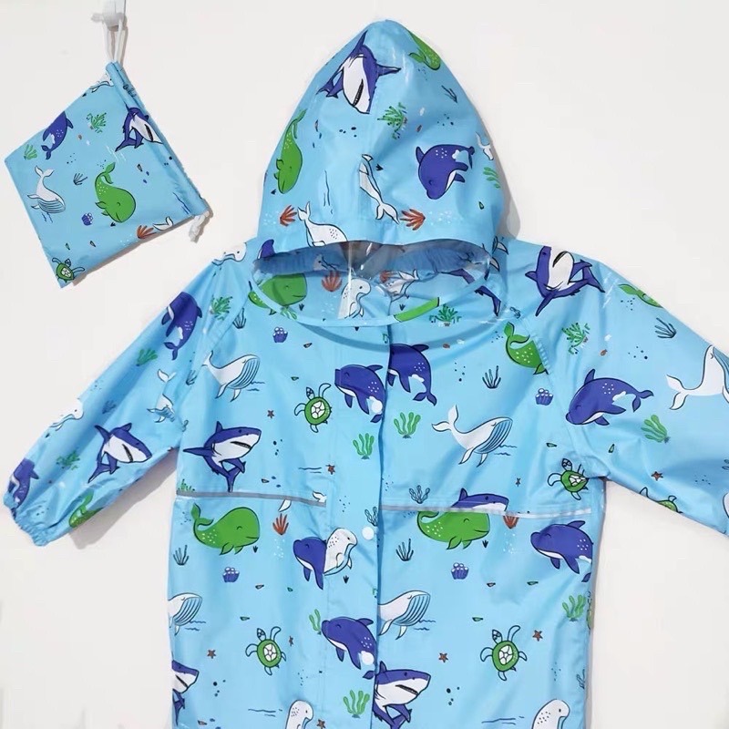 兒童雨衣🚛帶書包位 挖土車雨衣 挖土機雨衣 帶書包位兒童雨衣挖土車 海洋生物雨衣 鯊魚雨衣-細節圖8