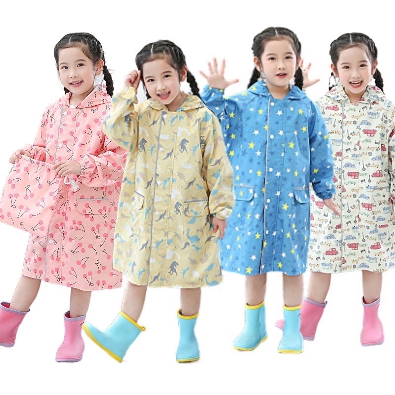 帶書包位兒童雨衣 兒童雨衣 書包兒童雨衣 幼兒雨衣 恐龍雨衣 文青風雨衣 櫻桃 車車雨衣-細節圖4