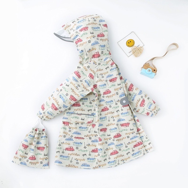 帶書包位兒童雨衣 兒童雨衣 書包兒童雨衣 幼兒雨衣 恐龍雨衣 文青風雨衣 櫻桃 車車雨衣-細節圖7