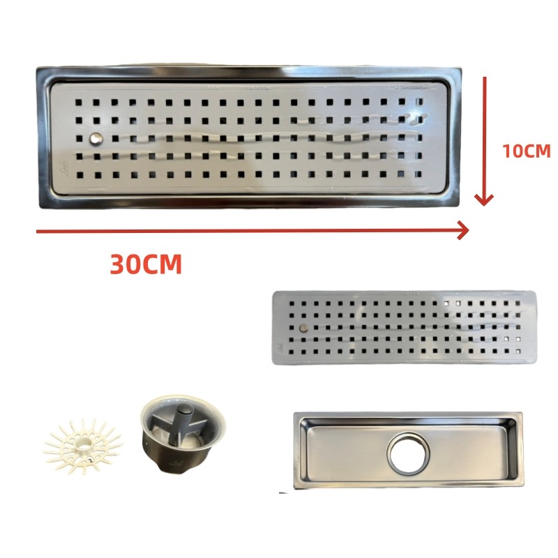 ⭐現貨⭐御品師/阿木師地板排水蓋 10x3010x45 長方型防臭落水頭 不銹鋼集水槽 中孔偏孔 防蟑防蟲 防臭氣-細節圖4