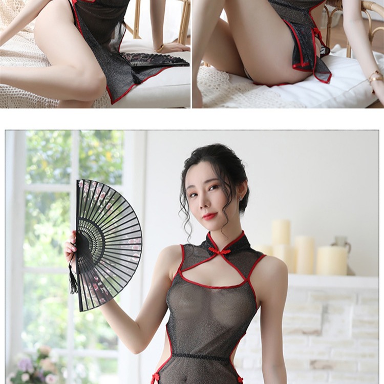 性感 亮絲 露背 旗袍 挑逗 小胸 透視 薄紗 若隱若現 誘惑(情趣內衣,情趣,睡衣,夜店,派對,火辣,酒店,熱舞,透明-細節圖3