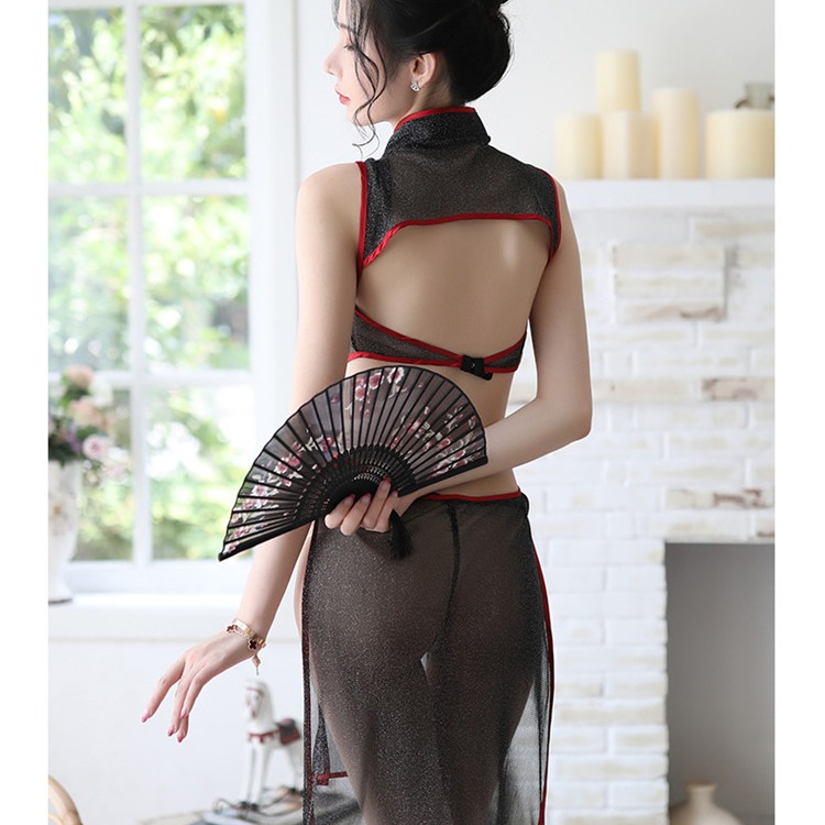 性感 亮絲 露背 旗袍 挑逗 小胸 透視 薄紗 若隱若現 誘惑(情趣內衣,情趣,睡衣,夜店,派對,火辣,酒店,熱舞,透明-細節圖4