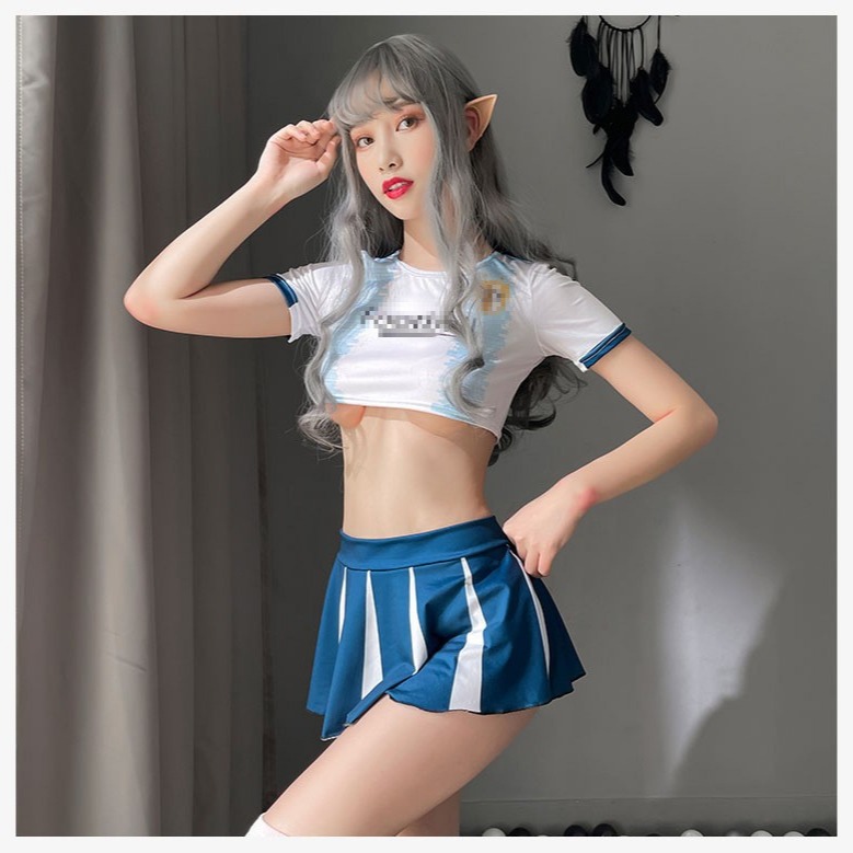 性感 足球服 運動服 啦啦隊服 表演服 隊服 短裙(情趣內衣,情趣,制服,夜店,鋼管舞,旅拍,尾牙,表演,夜店裝)-細節圖2