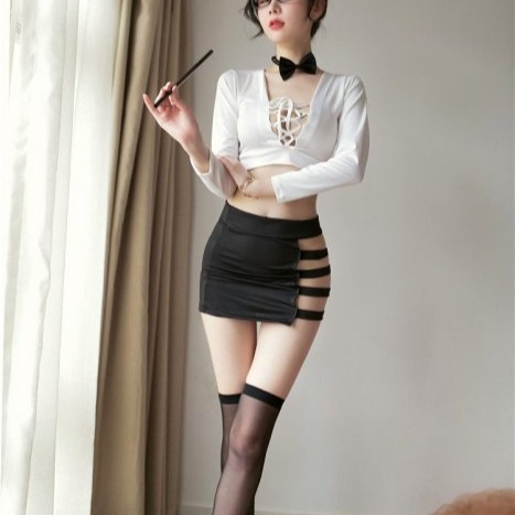 性感 秘書服 OL 教師 御姊 御姐 低胸 深V 短裙 情趣 角色扮演 遊戲服 衣服(情趣內衣,火辣,誘惑,狂野,挑逗)-細節圖3