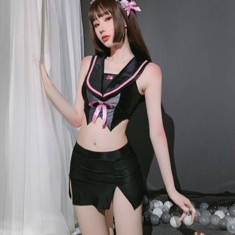 性感 青果領上衣+短裙+髮帶+丁褲 cos服 制服 誘惑 角色扮演 學生(情趣內衣、表演服、旅拍服、夫妻情趣、火辣、表演-細節圖5