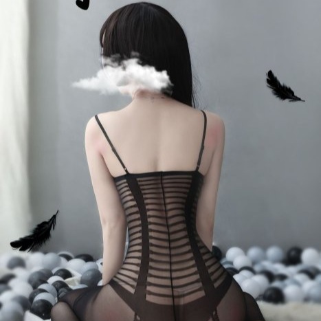 新款-性感 高彈性 緊身 透視 透明 衣服 情趣服 網衣 絲襪 免脫 開襠 火辣 黑絲 誘惑(情趣內衣,透視服,調情)-細節圖5