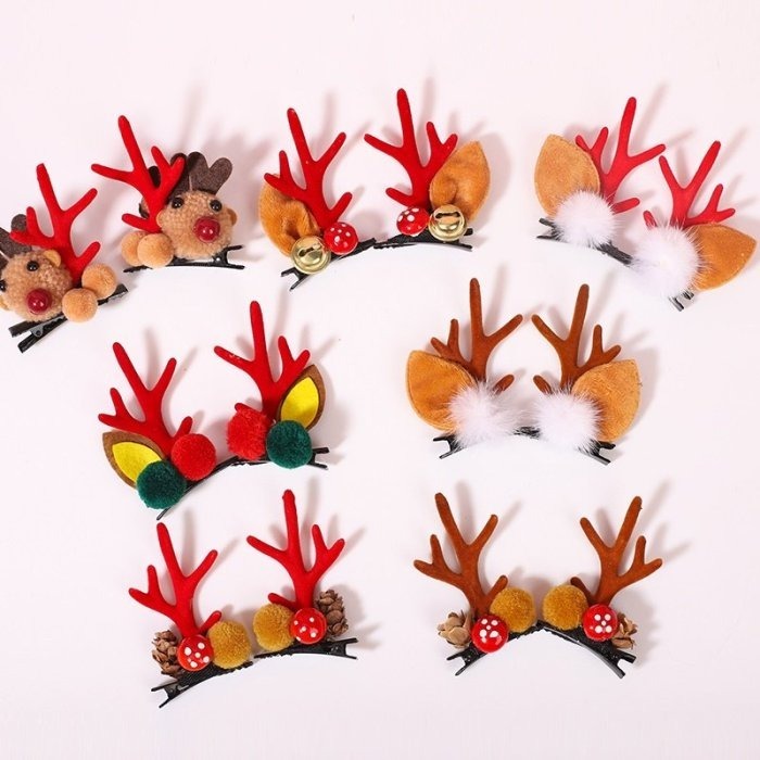 聖誕節 裝扮 鹿角 髮夾 麋鹿 寫真 拍照 鹿耳 表演 造型 髮飾 頭飾 表演 吸睛 裝扮 道具 抖音 直播 派對 舞會-細節圖2