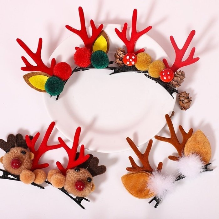 聖誕節 裝扮 鹿角 髮夾 麋鹿 寫真 拍照 鹿耳 表演 造型 髮飾 頭飾 表演 吸睛 裝扮 道具 抖音 直播 派對 舞會-細節圖3