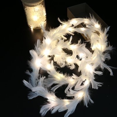 仙氣飄飄-發光 羽毛 花環 頭飾 花圈 頭箍-拍照 道具 婚紗 婚禮 進場 網紅 抖音 直播 派對 聖誕 舞會 天使 夯-細節圖3