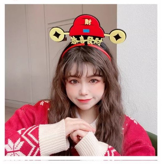 新年 春節 髮箍 頭飾 頭箍 過年 喜慶 吸睛 搞怪 開店 網美 網紅 拍照(禮物、賀禮、送禮、紅包拿來、生意興隆、發財-細節圖3