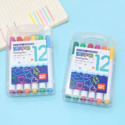 抖音同款-12色-漂浮筆 親子互動 畫筆 白板筆 玻璃筆 彩色筆 可擦式 塗鴉筆 記號(兒童,玩具,禮物,兒童節,生日)