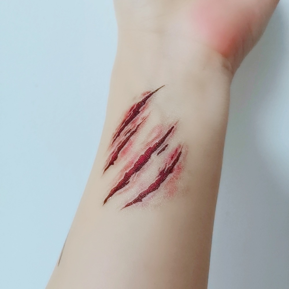 4入-萬聖節 紋身貼 搞怪 傷疤 傷痕 刀疤 嚇人 特效 紋身 防水 直播 吸睛 表演 外拍 夜店 派對 刺青 貼紙-細節圖4