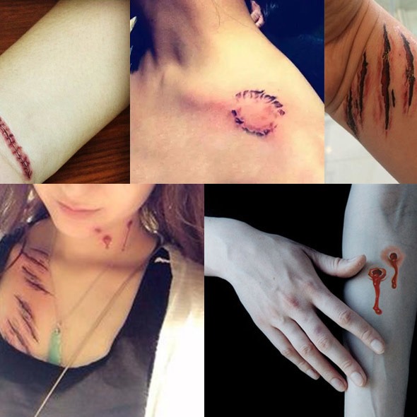 4入-萬聖節 紋身貼 搞怪 傷疤 傷痕 刀疤 嚇人 特效 紋身 防水 直播 吸睛 表演 外拍 夜店 派對 刺青 貼紙-細節圖7