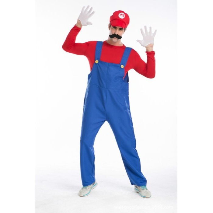 瑪莉歐 瑪利歐 超級瑪莉 化妝舞會 PARTY 夜店服 服裝(萬聖節 聖誕節 舞會 道具服 遊戲服,夜店,尾牙,表演)-細節圖2