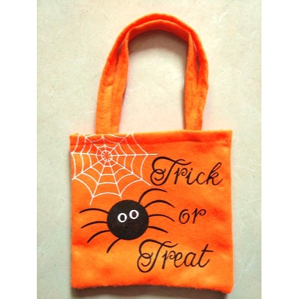 萬聖節 糖果袋 不給糖 就搗蛋 南瓜 蜘蛛 小提袋 不織布 提袋 幼兒園 幼童 變裝 派對 化裝 袋子 道具 幼稚園-細節圖2