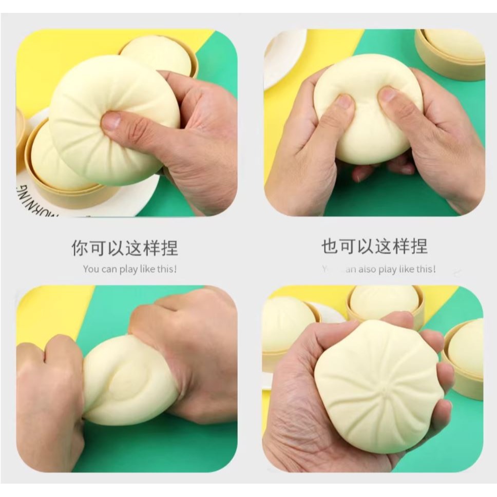 大號包子+蒸籠 出氣 發洩 解壓 紓壓 捏不壞 包子 擬真 包子店 早餐店 擺飾 裝飾 整人 惡搞 道具 兒童 禮物 玩-細節圖3