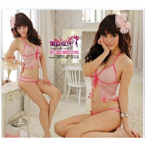 (快速出貨-桃園)粉色 蕾絲 三點式 公主風 性感 睡衣 情趣 內衣 馬甲 透視 透明 衣服 服 裝 誘惑 挑逗 男友-細節圖4