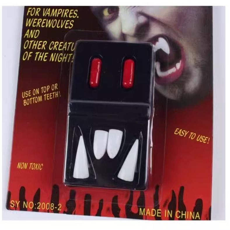 (快速出貨-桃園)吸血鬼 假牙 假血 牙套 牙齒 道具 萬聖節 變裝 派對 化裝 舞會 殭屍 魔鬼 尖牙 表演服 嚇人-細節圖5