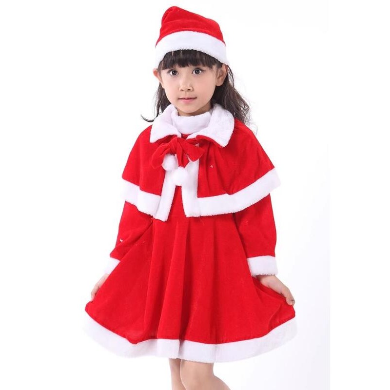 兒童 金絲絨 毛絨 聖誕服 聖誕裝 聖誕節 洋裝 連身裙 服裝 衣服(耶誕、聖誕、交換、禮物、派對、舞會、表演、女童)-細節圖3