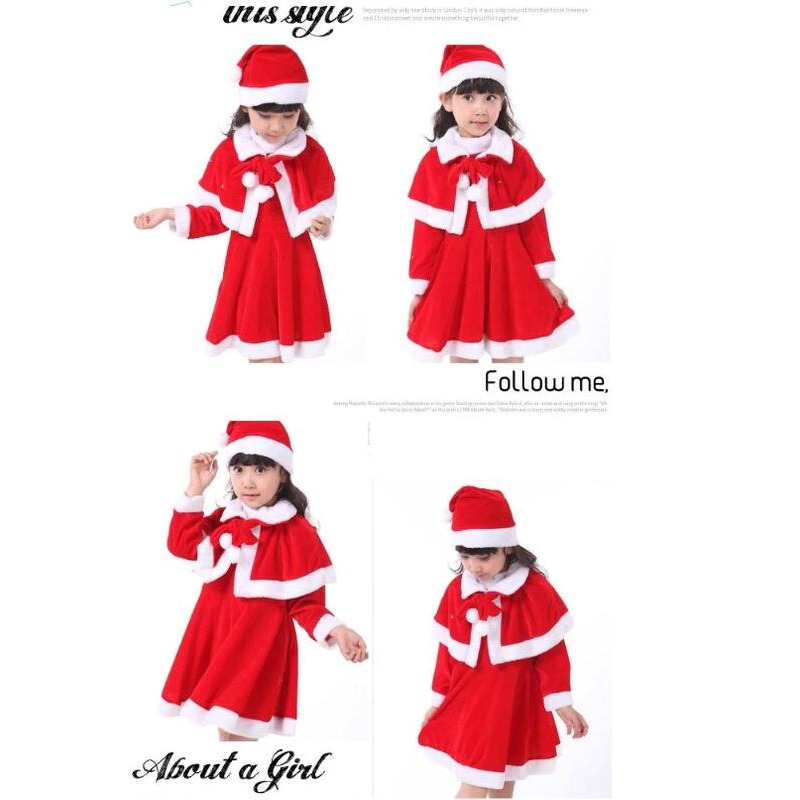 兒童 金絲絨 毛絨 聖誕服 聖誕裝 聖誕節 洋裝 連身裙 服裝 衣服(耶誕、聖誕、交換、禮物、派對、舞會、表演、女童)-細節圖5