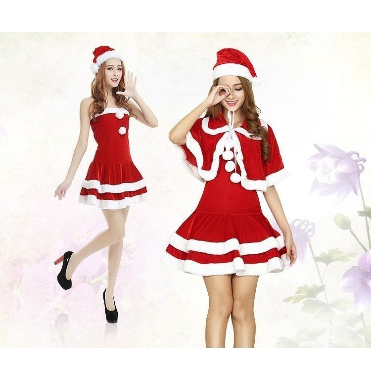 台灣現貨 金絲絨 毛絨 紅色 聖誕服 聖誕裝 聖誕節 服裝 衣服(耶誕、聖誕、交換、禮物、party、舞會、表演服-細節圖2