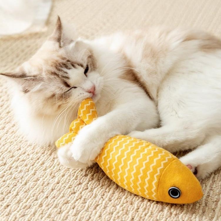 【姆比】麻布貓薄荷魚抱枕🐟 貓咪魚抱枕 貓咪紓壓 逗貓玩具 犬貓玩具 犬貓抱枕 貓薄荷玩具 貓咪啃咬 貓草魚 貓草-細節圖5