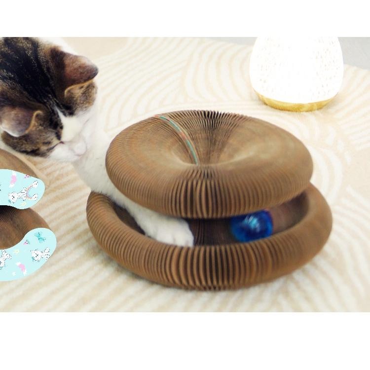 【姆比】風琴貓抓板 磁吸款❗ 貓抓碗 貓抓板 貓抓窩 貓抓屋 魔術風琴貓抓板 貓窩 貓屋 貓薄荷 貓咪玩具 貓咪鈴鐺球-細節圖2