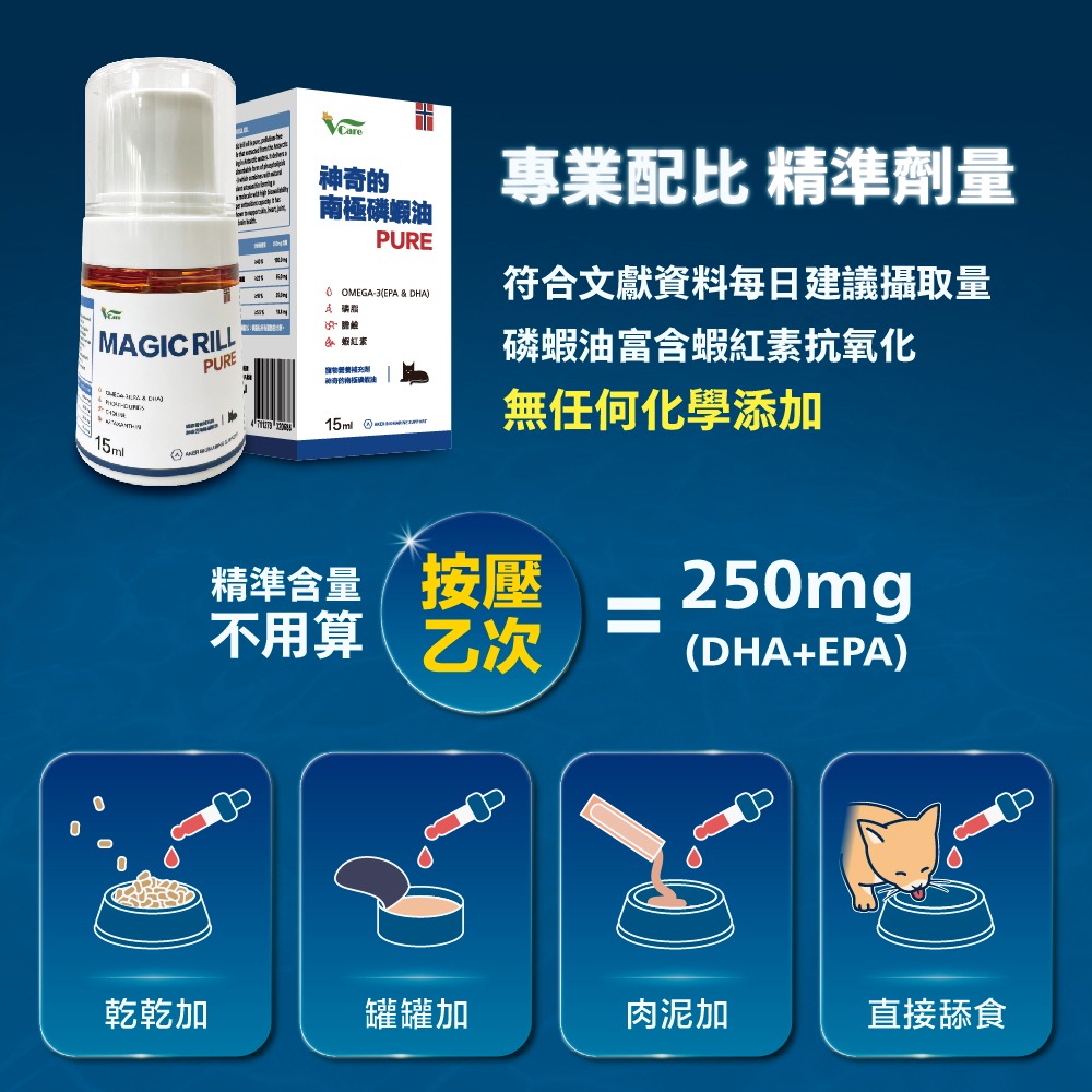 【姆比】挪威 Vcare 南極磷蝦油 (15ml/瓶)Omega3 寵物魚油 寵物保健 寵物護膚 寵物美毛 寵物毛皮保健-細節圖2