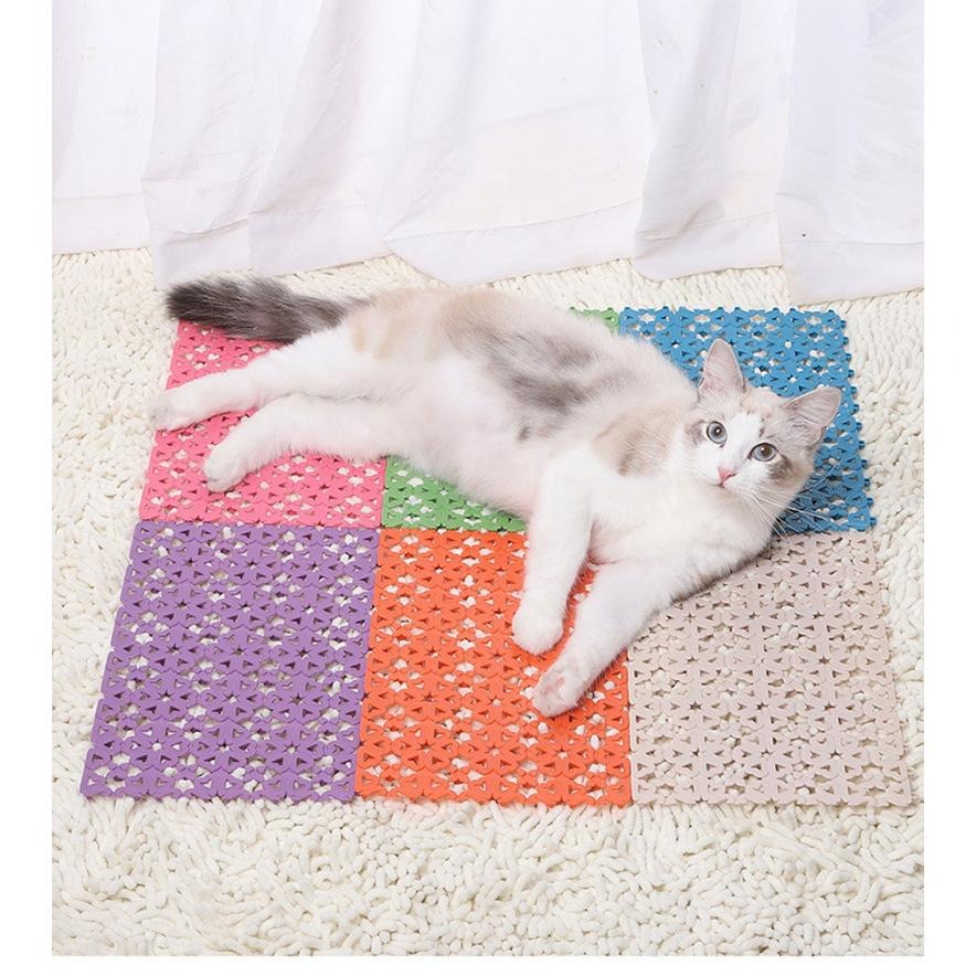 【姆比】✨糖果色寵物腳墊 自由拼接裁剪(內建卡扣) 兔子腳墊 小寵墊子 兔子底板 寵物底板 籠子底板 腳踏墊 爽健腳底板-細節圖2