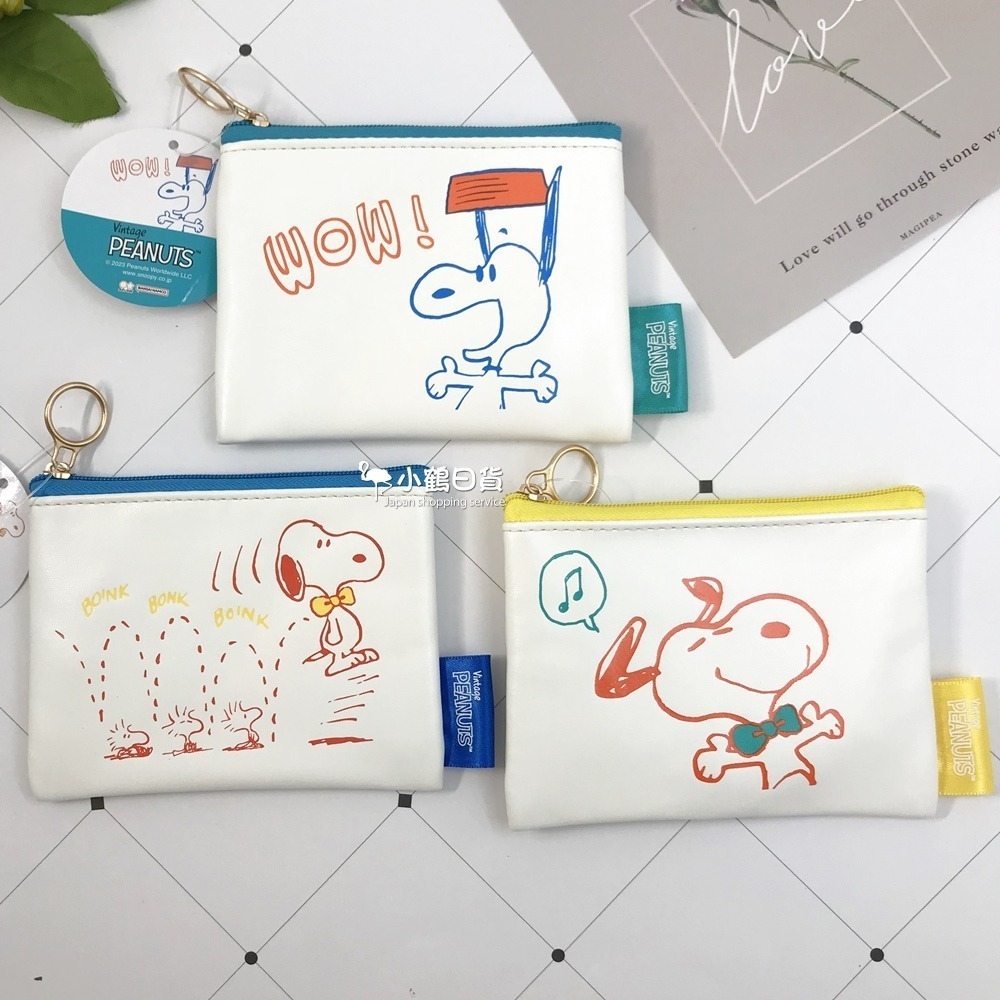 【現貨】日本進口 正版 史努比 snoopy PLAY WITH COLORS 系列 合成皮革 迷你 萬用包｜小鶴日貨-細節圖2