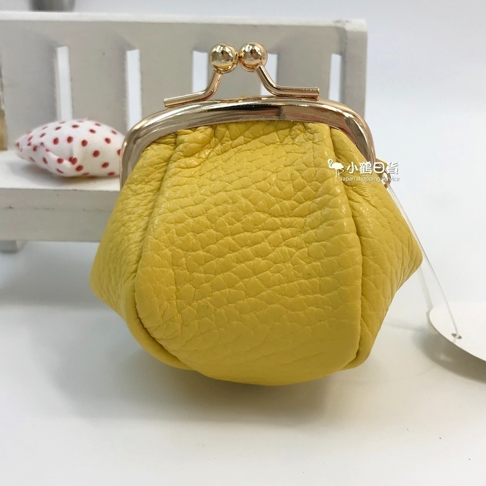 日本製 牛皮革 珠釦 飯糰造型 迷你零錢包✈日本直送，現貨在台｜小鶴日貨-細節圖2