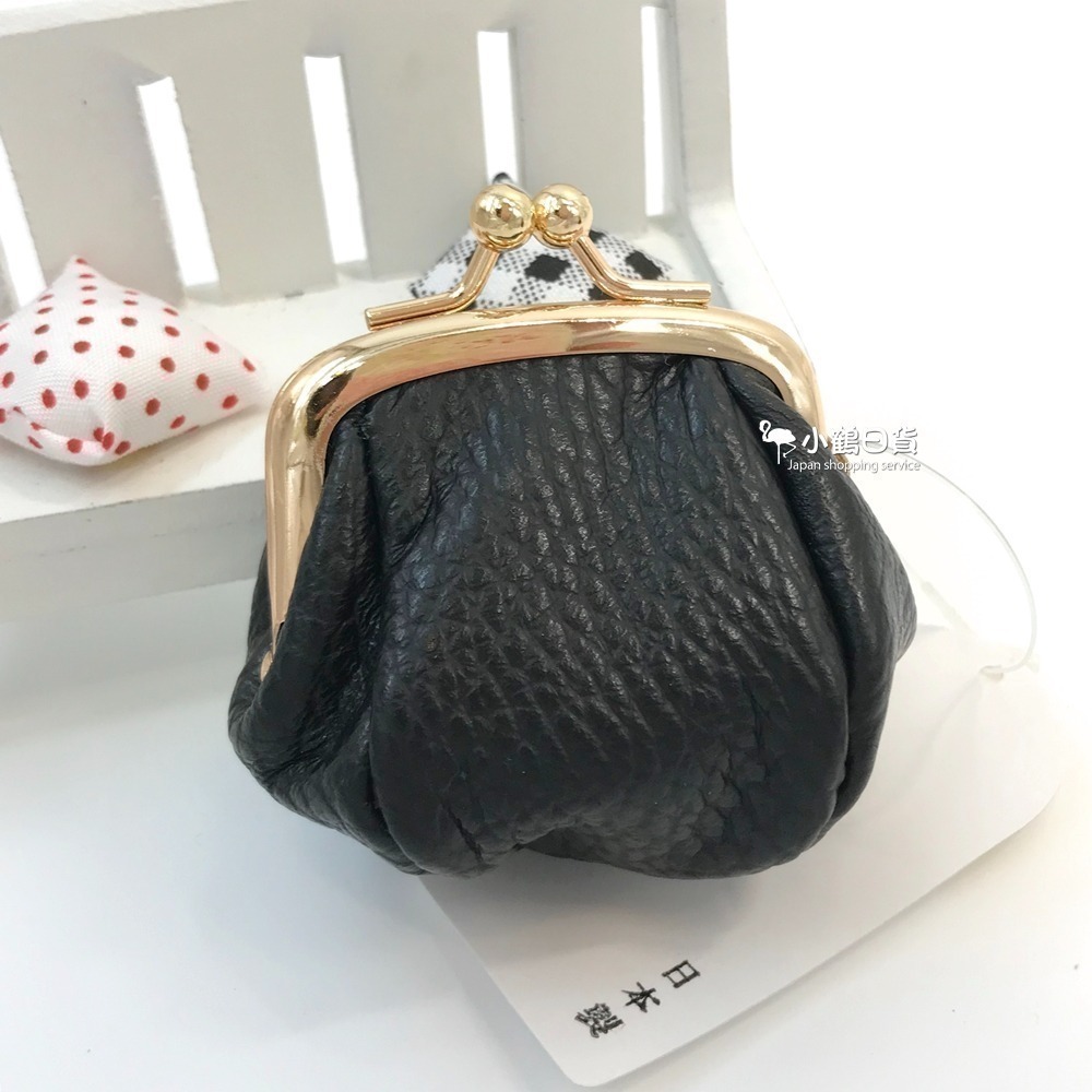 日本製 牛皮革 珠釦 飯糰造型 迷你零錢包✈日本直送，現貨在台｜小鶴日貨-細節圖5