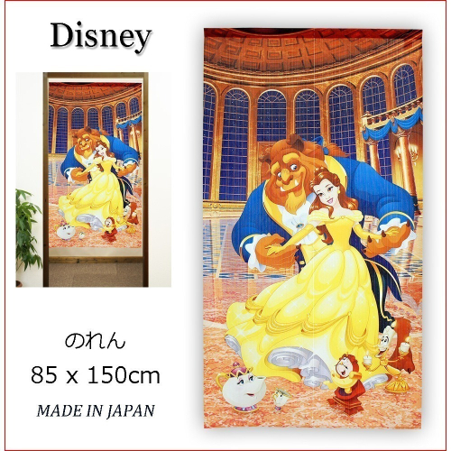 【現貨】日本製 迪士尼 美女與野獸 滿版圖案 門簾 85x150cm｜小鶴日貨