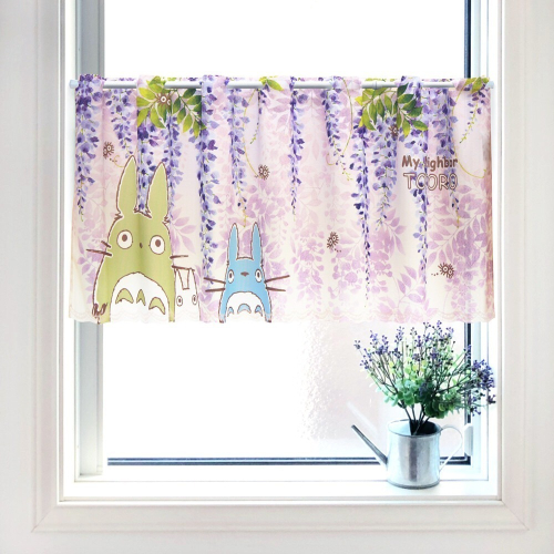 【現貨】日本製 吉卜力 龍貓 滿版圖案 短版窗簾(紫色/藤) 120x45cm｜小鶴日貨