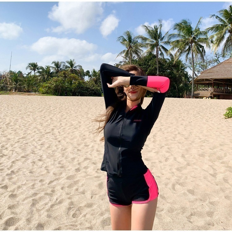 【貝娣泳裝】M003女生泳衣 長袖泳衣 二件式泳衣 運動泳衣 防曬泳衣 衝浪衣 浮潛水服 水母衣 泡湯泳衣 女款泳裝-細節圖7