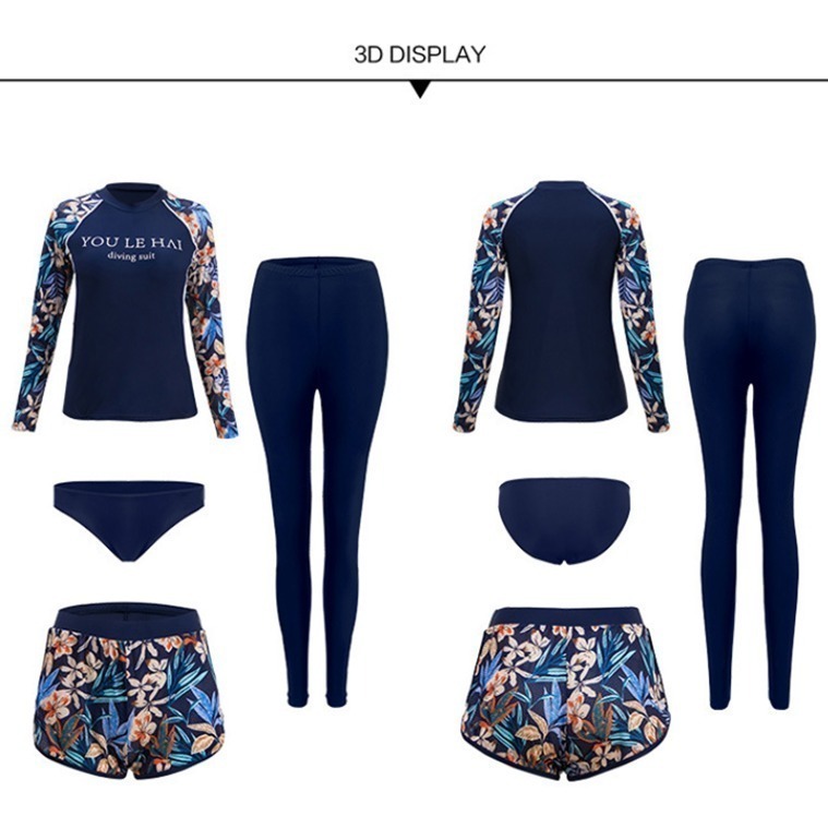 【貝娣泳裝】M040女生泳衣 多件式泳衣 長袖泳衣 防曬泳衣 衝浪衣 浮潛水服 水母衣 泡湯泳衣 長泳褲 女生泳褲-細節圖9