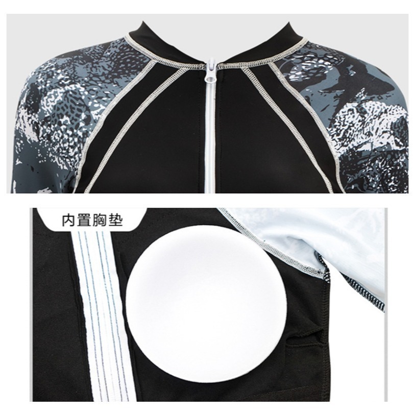 【貝娣泳裝】M041女生泳衣 長袖泳衣 連身裙式泳衣 運動泳衣 防曬泳衣 衝浪衣 浮潛水服 水母衣 泡湯泳衣 泳裝-細節圖7