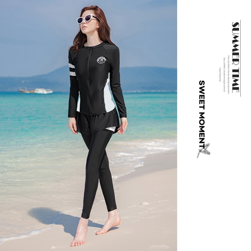 【貝娣泳裝】M066女生泳衣 多件式泳衣 長袖長褲泳衣 防曬泳衣 衝浪衣 浮潛泳衣 水母衣 泡湯泳衣 溫泉泳裝-細節圖2