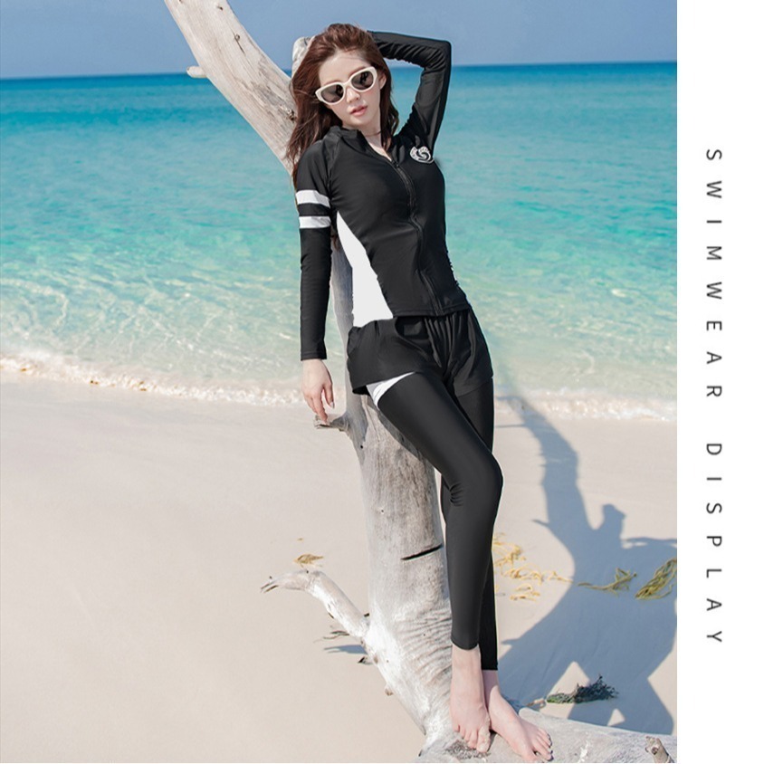 【貝娣泳裝】M066女生泳衣 多件式泳衣 長袖長褲泳衣 防曬泳衣 衝浪衣 浮潛泳衣 水母衣 泡湯泳衣 溫泉泳裝-細節圖3