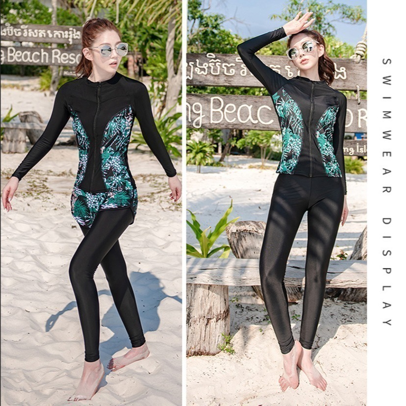 【貝娣泳裝】M070女生泳衣 多件式泳衣 長袖泳衣 防曬泳衣 衝浪衣 浮潛水服 水母衣 泡湯泳衣 長泳褲 女生泳褲-細節圖6