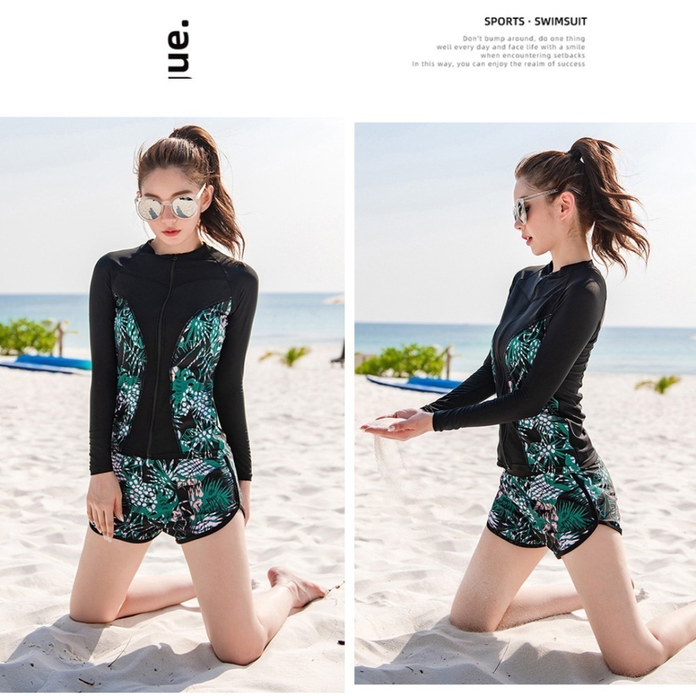 【貝娣泳裝】M070女生泳衣 多件式泳衣 長袖泳衣 防曬泳衣 衝浪衣 浮潛水服 水母衣 泡湯泳衣 長泳褲 女生泳褲-細節圖7