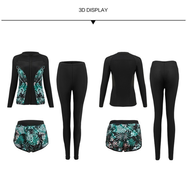 【貝娣泳裝】M070女生泳衣 多件式泳衣 長袖泳衣 防曬泳衣 衝浪衣 浮潛水服 水母衣 泡湯泳衣 長泳褲 女生泳褲-細節圖9