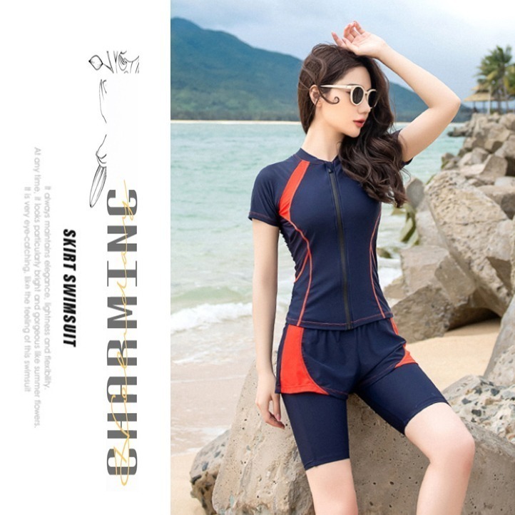 【貝娣泳裝】M179女生泳衣 短袖泳衣 運動泳衣 遮肚泳衣 保守泳衣 學生泳衣 游泳衣 衝浪衣 大尺碼 泡湯 女泳褲-細節圖7