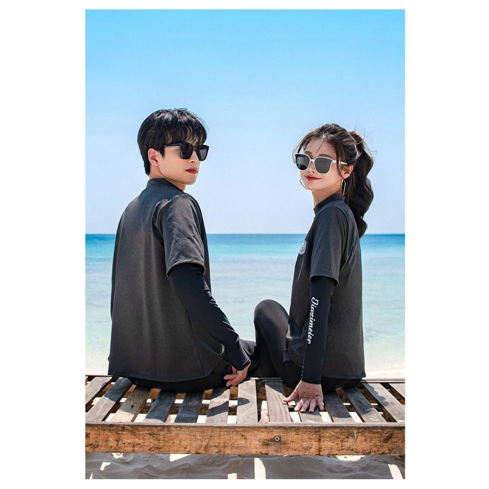 【貝娣泳裝】M098男女泳衣 兒童泳衣 多件式泳衣 寬鬆長袖泳衣 防曬泳衣 衝浪衣 浮潛服 水母衣 親子 情侶款-細節圖5