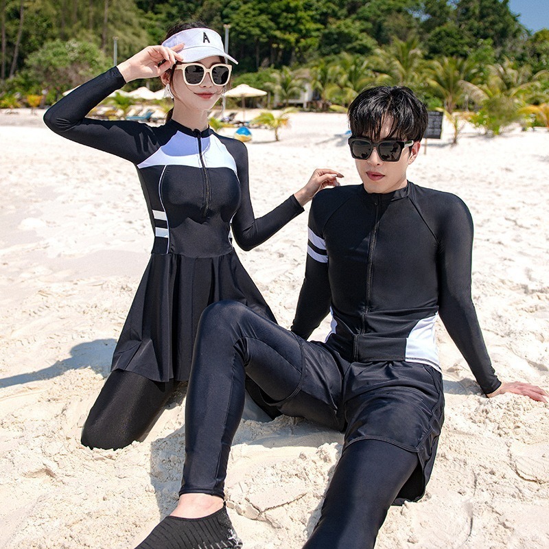 【貝娣泳裝】M001男女泳衣 情侶泳衣 多件式泳衣 長袖泳衣  防曬泳衣 衝浪衣 浮潛水服 水母衣 裙式泳衣-細節圖5