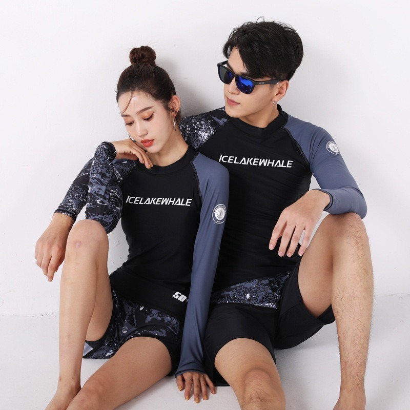 【貝娣泳裝】M009男女泳衣 情侶泳衣 二件式泳衣 長袖泳衣 防曬泳衣 衝浪衣 浮潛水服 水母衣 泡湯 運動泳衣-細節圖2