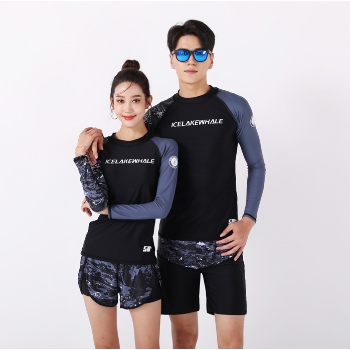 【貝娣泳裝】M009男女泳衣 情侶泳衣 二件式泳衣 長袖泳衣 防曬泳衣 衝浪衣 浮潛水服 水母衣 泡湯 運動泳衣-細節圖3