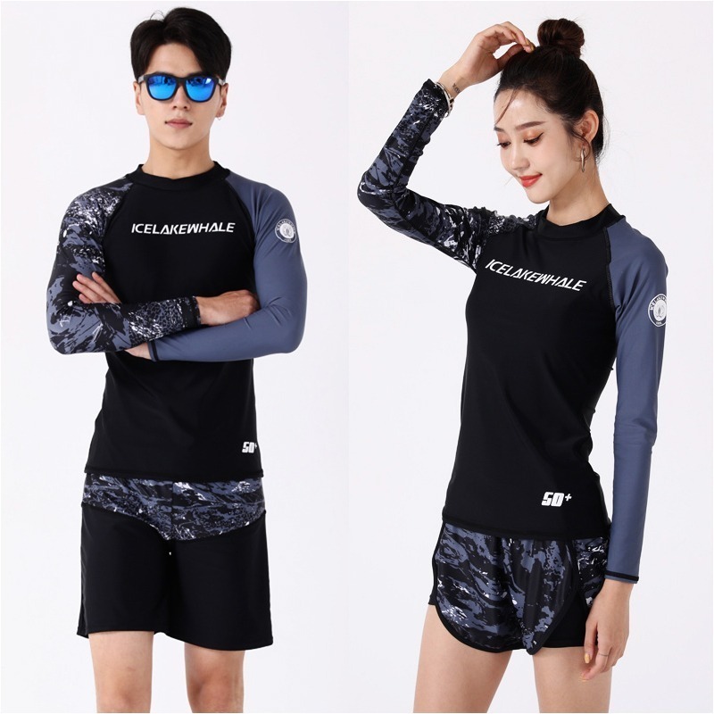 【貝娣泳裝】M009男女泳衣 情侶泳衣 二件式泳衣 長袖泳衣 防曬泳衣 衝浪衣 浮潛水服 水母衣 泡湯 運動泳衣-細節圖4