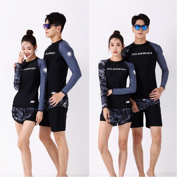 【貝娣泳裝】M009男女泳衣 情侶泳衣 二件式泳衣 長袖泳衣 防曬泳衣 衝浪衣 浮潛水服 水母衣 泡湯 運動泳衣-細節圖5