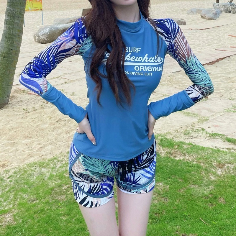 【貝娣泳裝】M011女生泳衣 長袖泳衣 二件式泳衣 運動泳衣 防曬泳衣 衝浪衣 浮潛水服 水母衣 泡湯泳衣 女泳褲-細節圖2